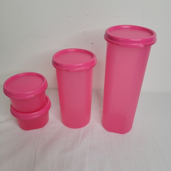 Tupperware Modular Mates Pink Round Set Of 4 Round Containers - Picture 9 of 9